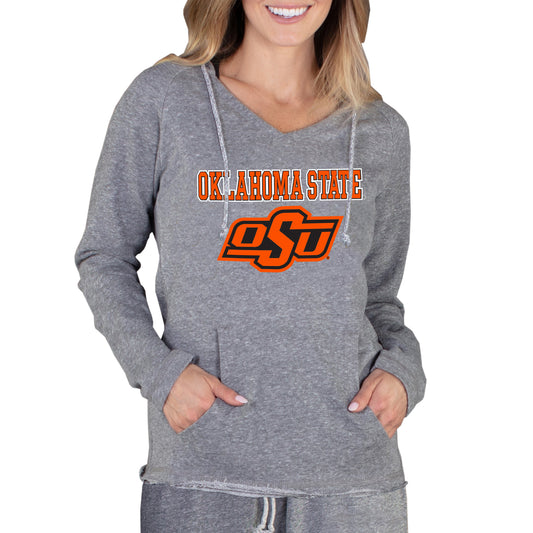 Women's Concepts Sport Gray Oklahoma State Cowboys Mainstream Lightweight Terry Pullover Hoodie