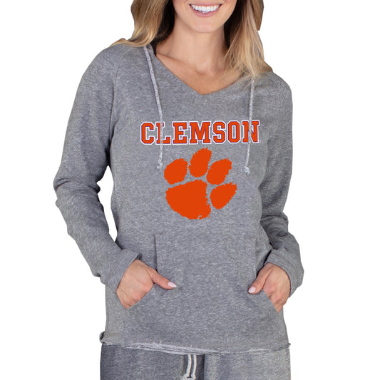 Women's Concepts Sport Gray Clemson Tigers Mainstream Lightweight Terry Pullover Hoodie