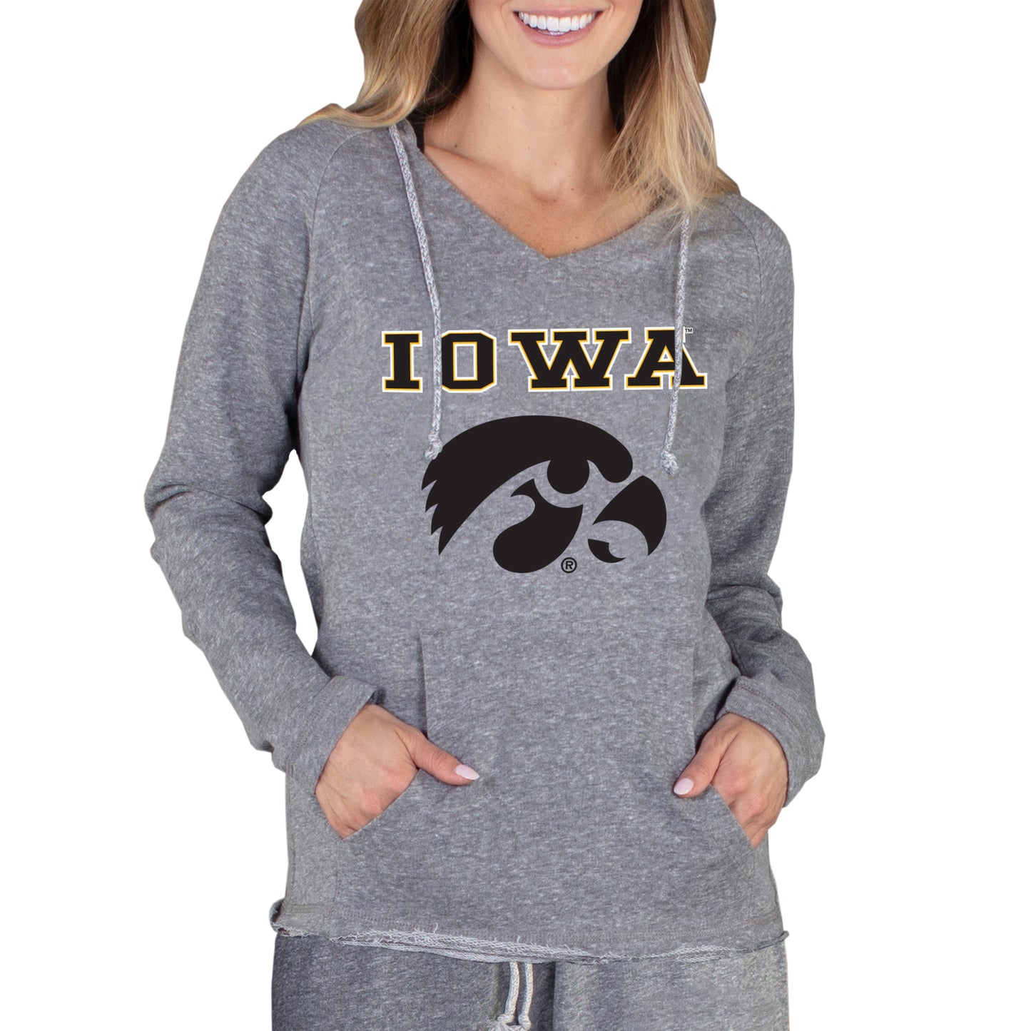 Women's Concepts Sport Gray Iowa Hawkeyes Mainstream Lightweight Terry Pullover Hoodie