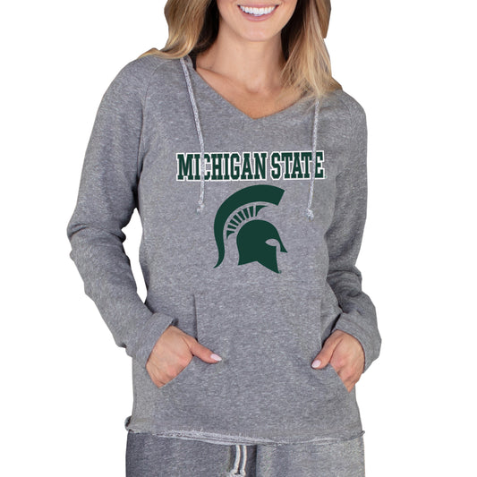Women's Concepts Sport Gray Michigan State Spartans Mainstream Lightweight Terry Pullover Hoodie