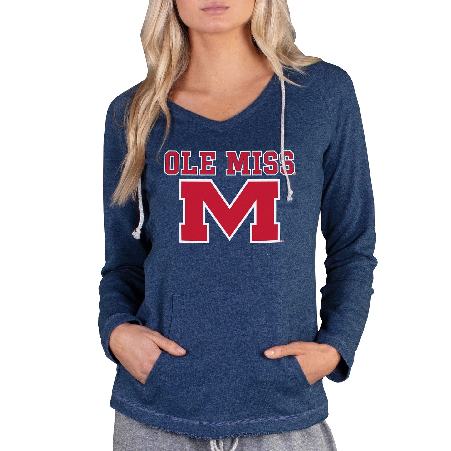 Women's Concepts Sport Navy Ole Miss Rebels Mainstream Lightweight Terry Pullover Hoodie