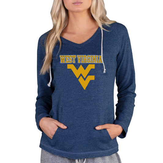 Women's Concepts Sport Navy West Virginia Mountaineers Mainstream Lightweight Terry Pullover Hoodie