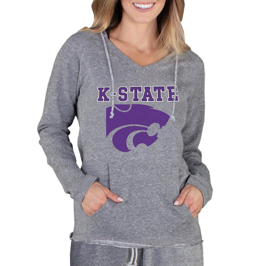 Women's Concepts Sport Gray Kansas State Wildcats Mainstream Lightweight Terry Pullover Hoodie