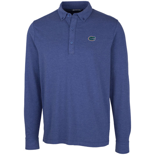 Men's Cutter & Buck Royal Florida Gators Advantage Long Sleeve Polo