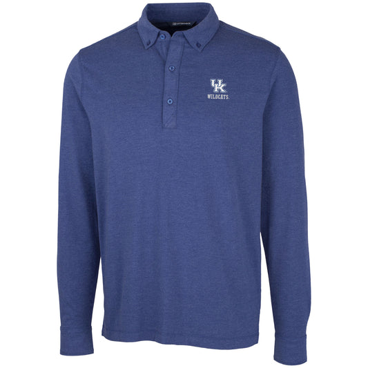 Men's Cutter & Buck Royal Kentucky Wildcats Advantage Long Sleeve Polo