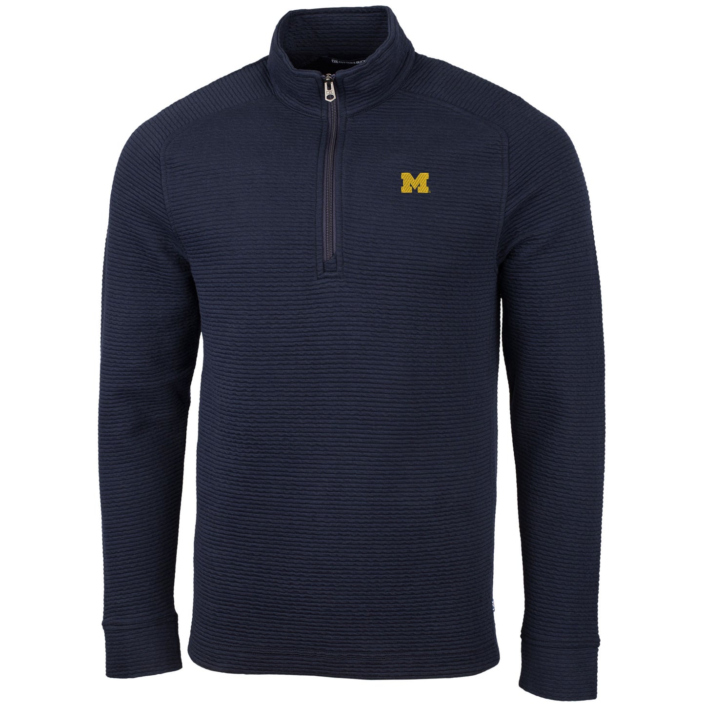 Men's Cutter & Buck Navy Michigan Wolverines Coastal Half-Zip Pullover Jacket