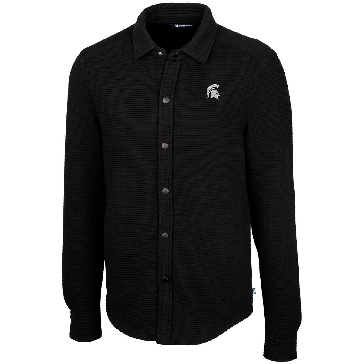 Men's Cutter & Buck Black Michigan State Spartans Coastal Button-Up Shirt Jacket