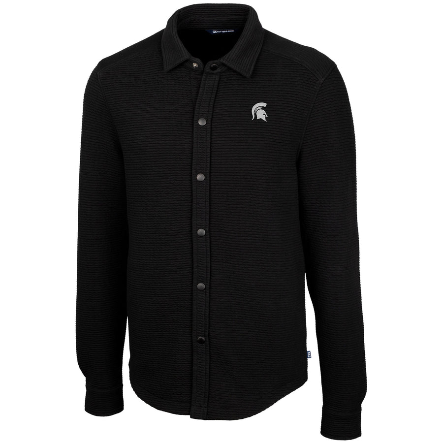 Men's Cutter & Buck Black Michigan State Spartans Coastal Button-Up Shirt Jacket