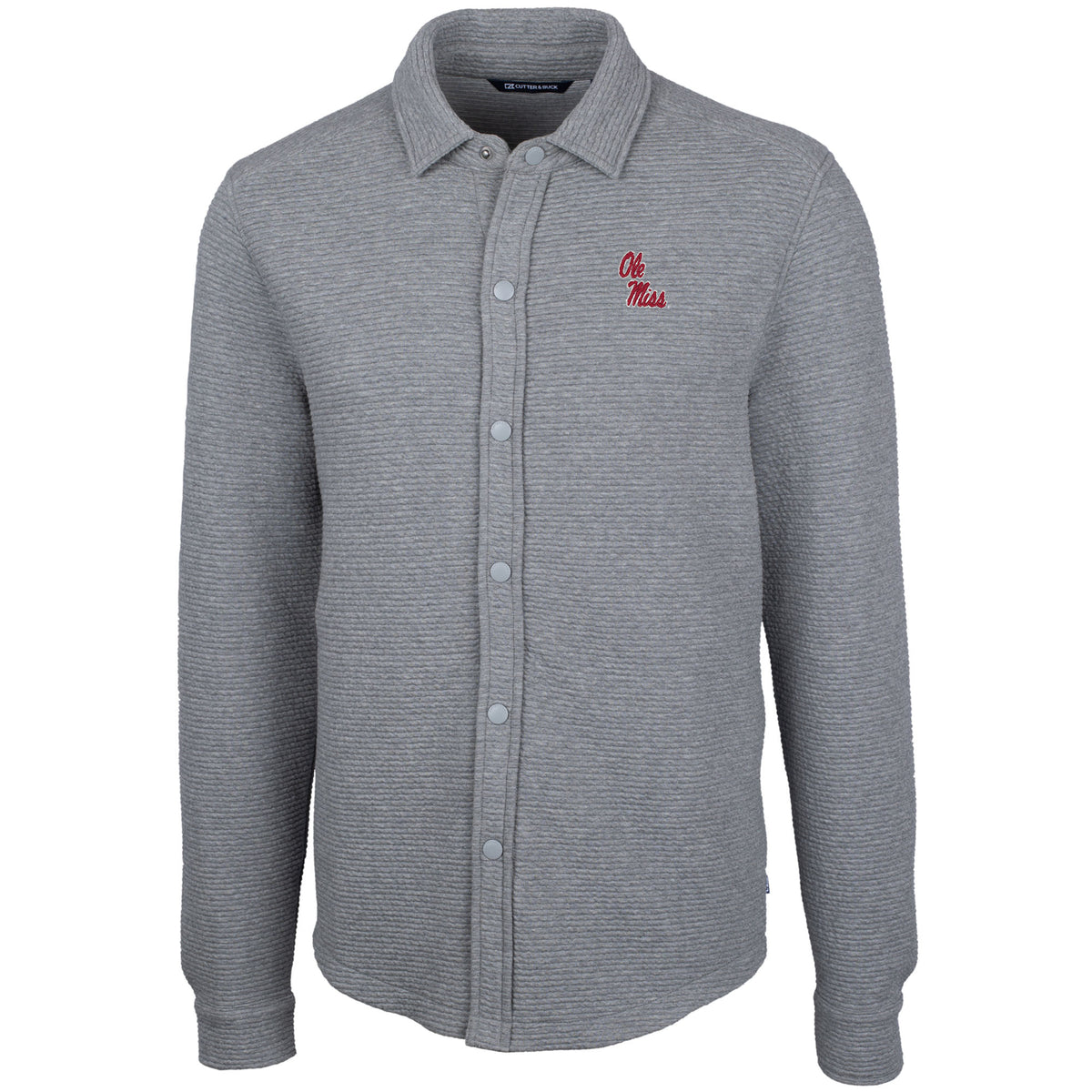 Men's Cutter & Buck Heather Gray Ole Miss Rebels Coastal Button-Up Shirt Jacket