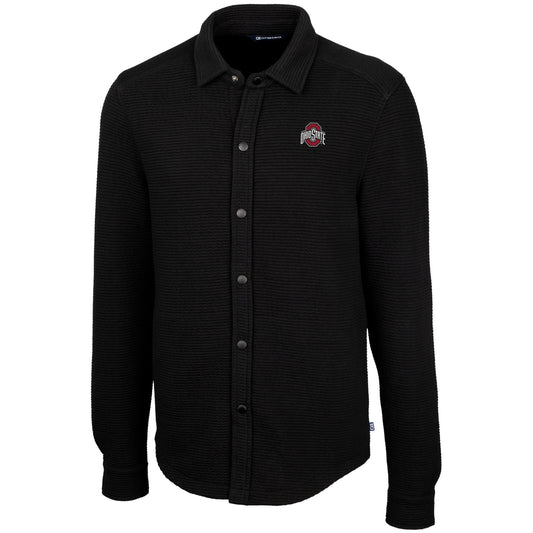 Men's Cutter & Buck Black Ohio State Buckeyes Coastal Button-Up Shirt Jacket