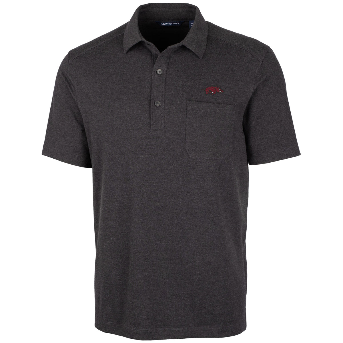 Men's Cutter & Buck Heather Black Arkansas Razorbacks Advantage Jersey Polo
