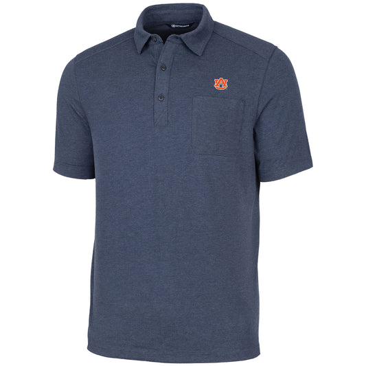 Men's Cutter & Buck Heather Navy Auburn Tigers Advantage Jersey Polo