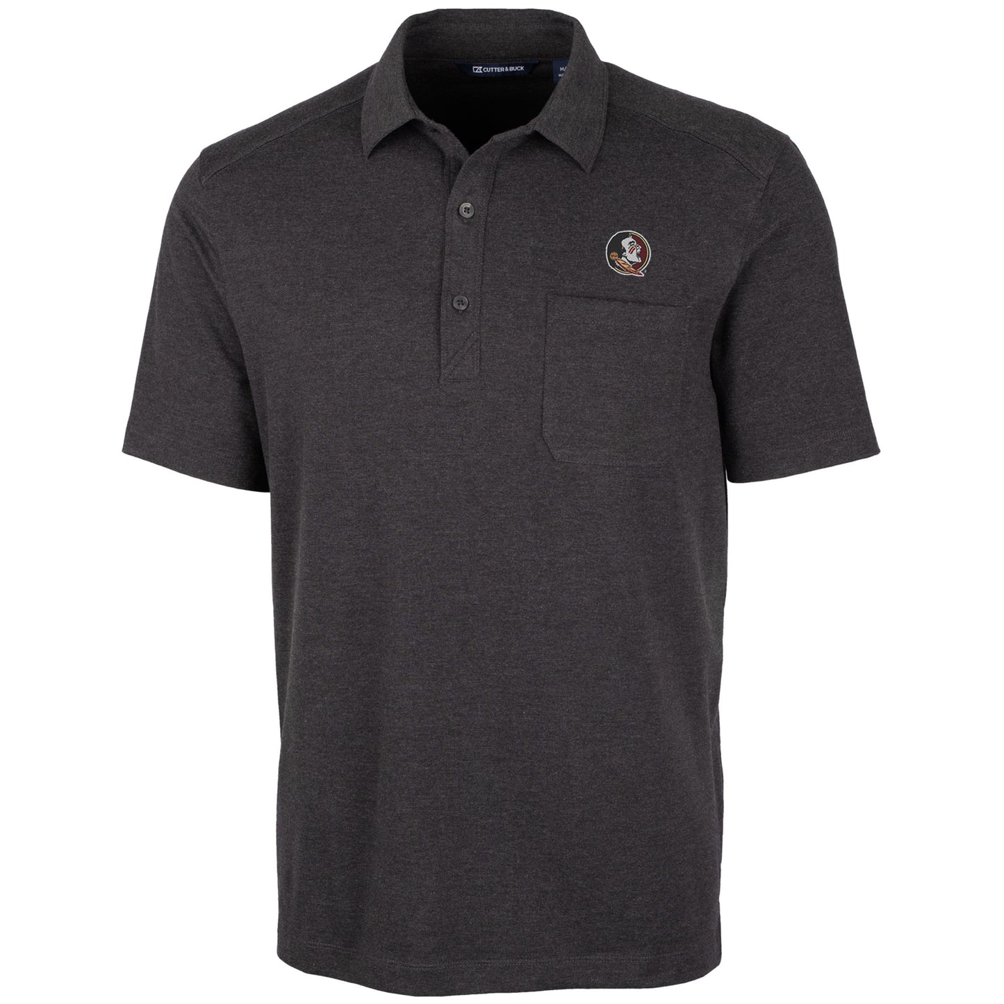 Men's Cutter & Buck Heather Black Florida State Seminoles Advantage Jersey Polo