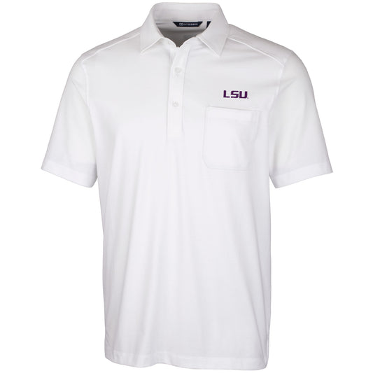 Men's Cutter & Buck White LSU Tigers Advantage Jersey Polo