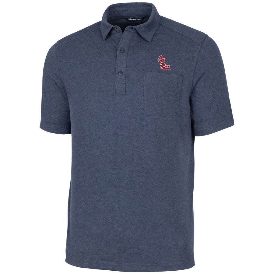 Men's Cutter & Buck Heather Navy Ole Miss Rebels Advantage Jersey Polo