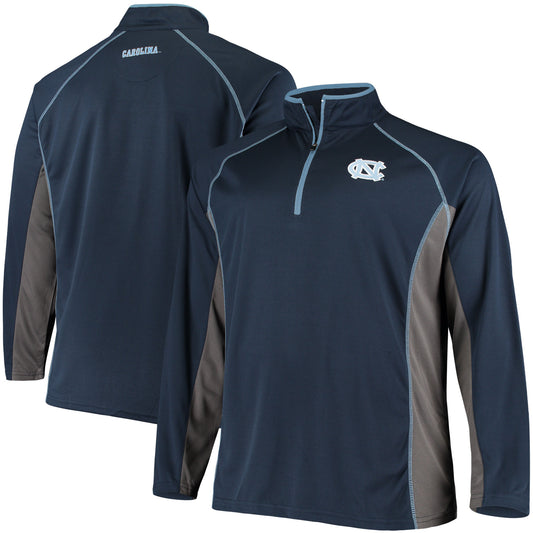 Men's Navy/Charcoal North Carolina Tar Heels Big & Tall Raglan Quarter-Zip Jacket