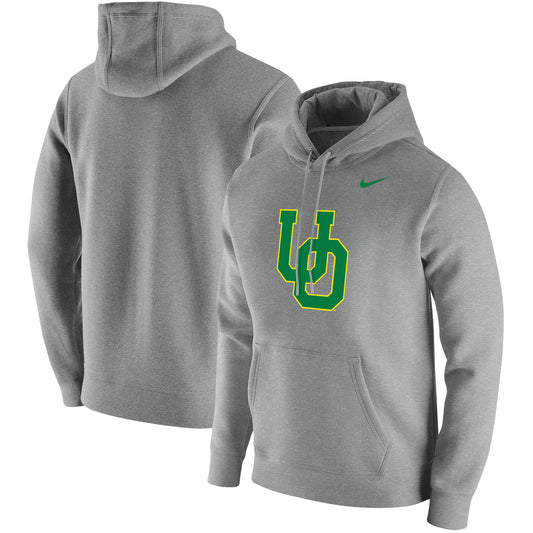 Men's Nike Heathered Gray Oregon Ducks Vintage School Logo Pullover Hoodie