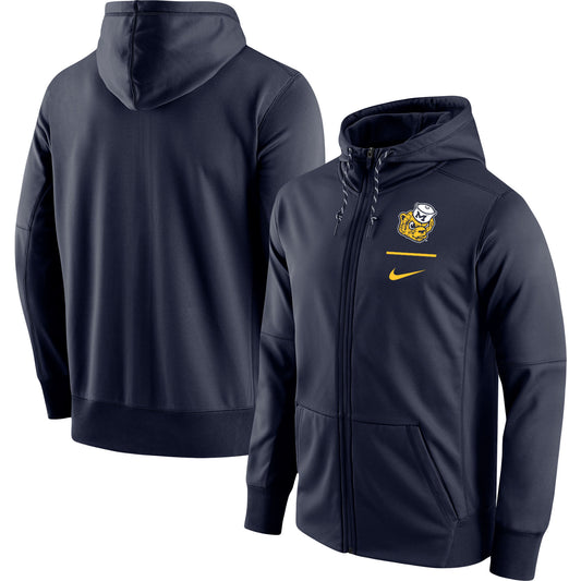 Men's Nike Navy Michigan Wolverines Throwback Logo Stack Performance Full-Zip Hoodie