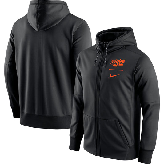 Men's Nike Black Oklahoma State Cowboys Logo Stack Performance Full-Zip Hoodie