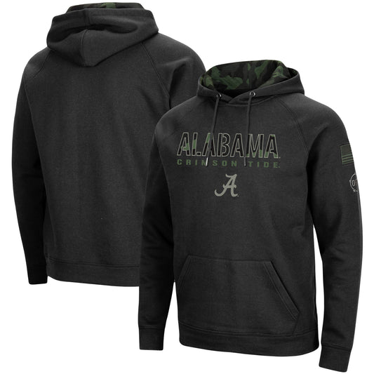 Men's Colosseum Black Alabama Crimson Tide OHT Military Appreciation Camo Pullover Hoodie