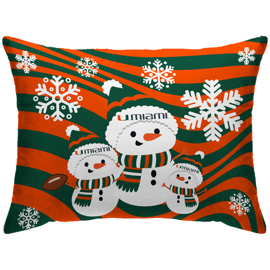 Miami Hurricanes 20'' x 26'' Holiday Snowman Bed Pillow