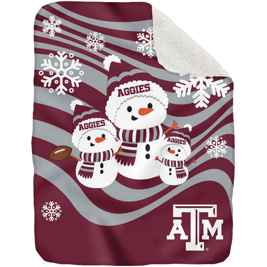 Texas A&M Aggies 50'' x 60'' Snowman Sherpa Blanket