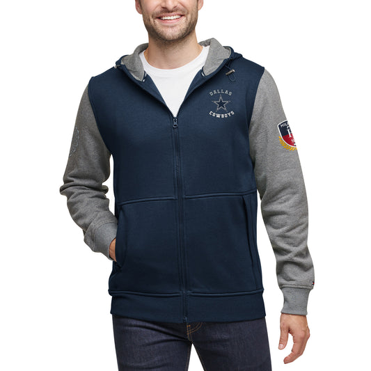 Men's Tommy Hilfiger Navy/Charcoal Dallas Cowboys Color Block Full-Zip Hoodie