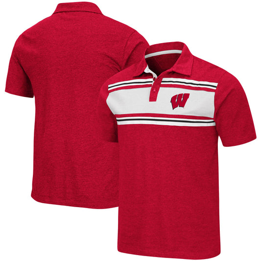 Men's Colosseum Red Wisconsin Badgers Doppelganger Polo