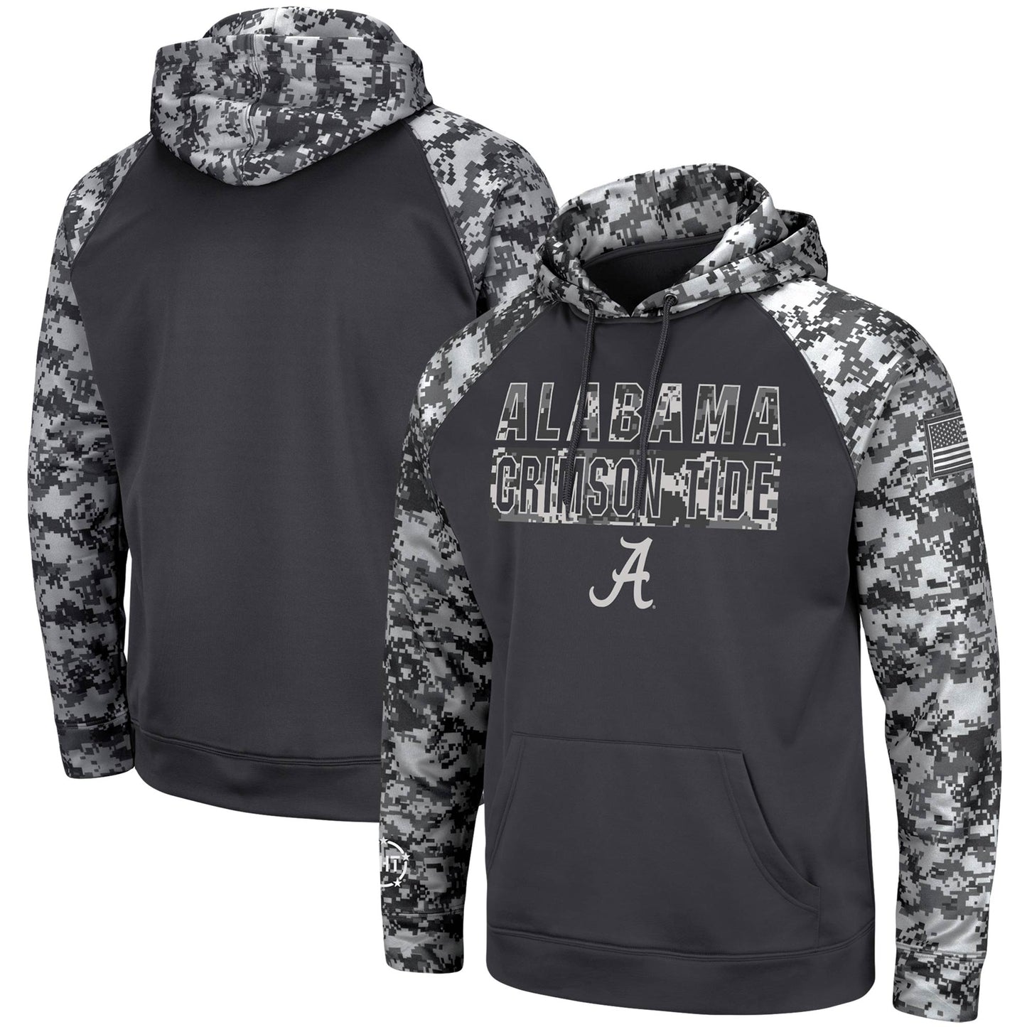 Men's Colosseum Charcoal Alabama Crimson Tide OHT Military Appreciation Digital Camo Pullover Hoodie