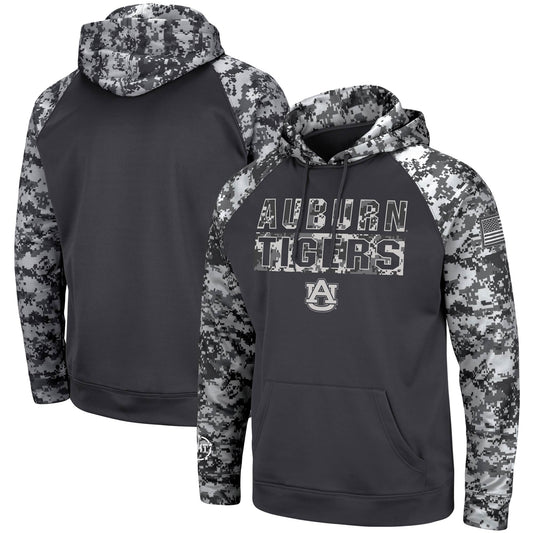 Men's Colosseum Charcoal Auburn Tigers OHT Military Appreciation Digital Camo Pullover Hoodie