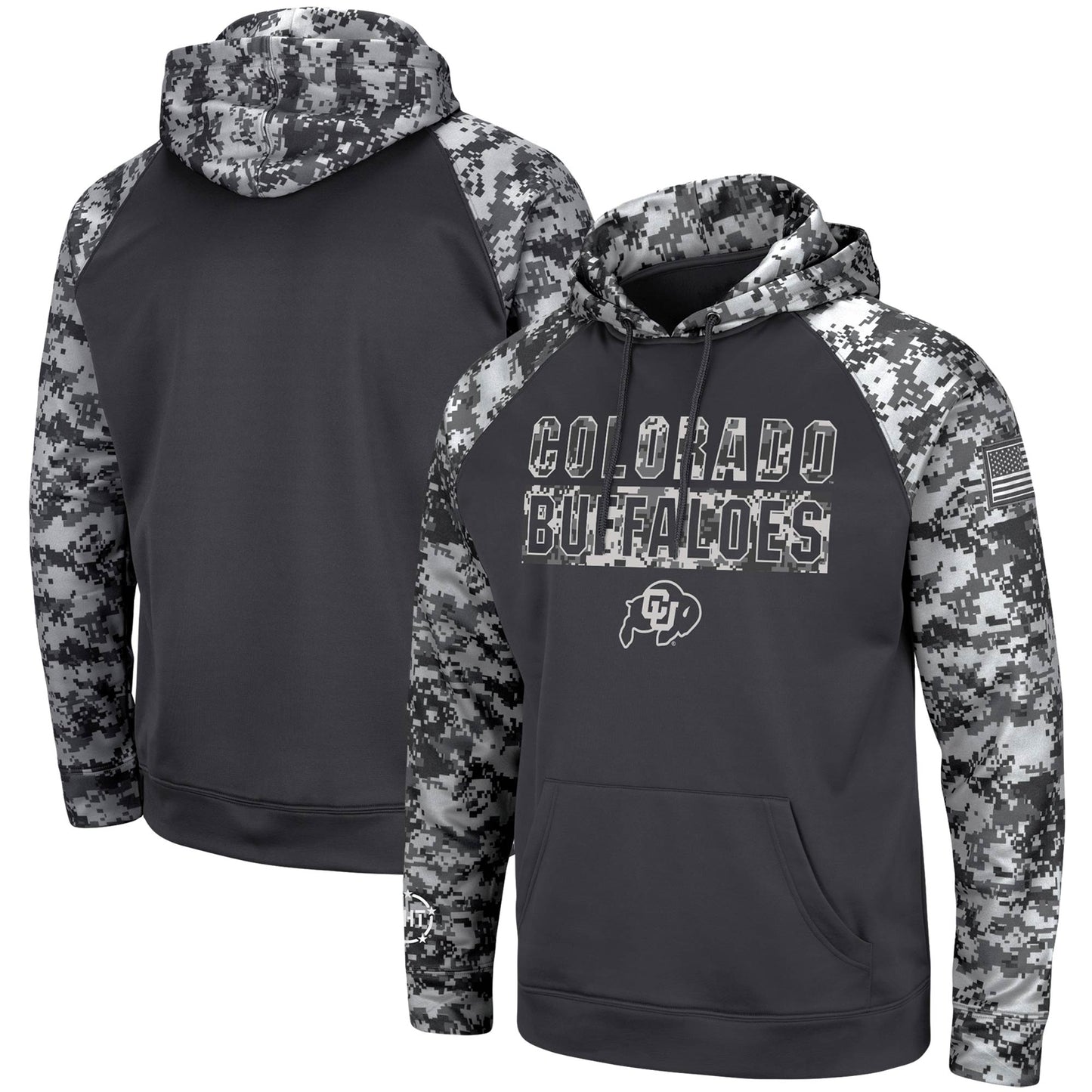 Men's Colosseum Charcoal Colorado Buffaloes OHT Military Appreciation Digital Camo Pullover Hoodie