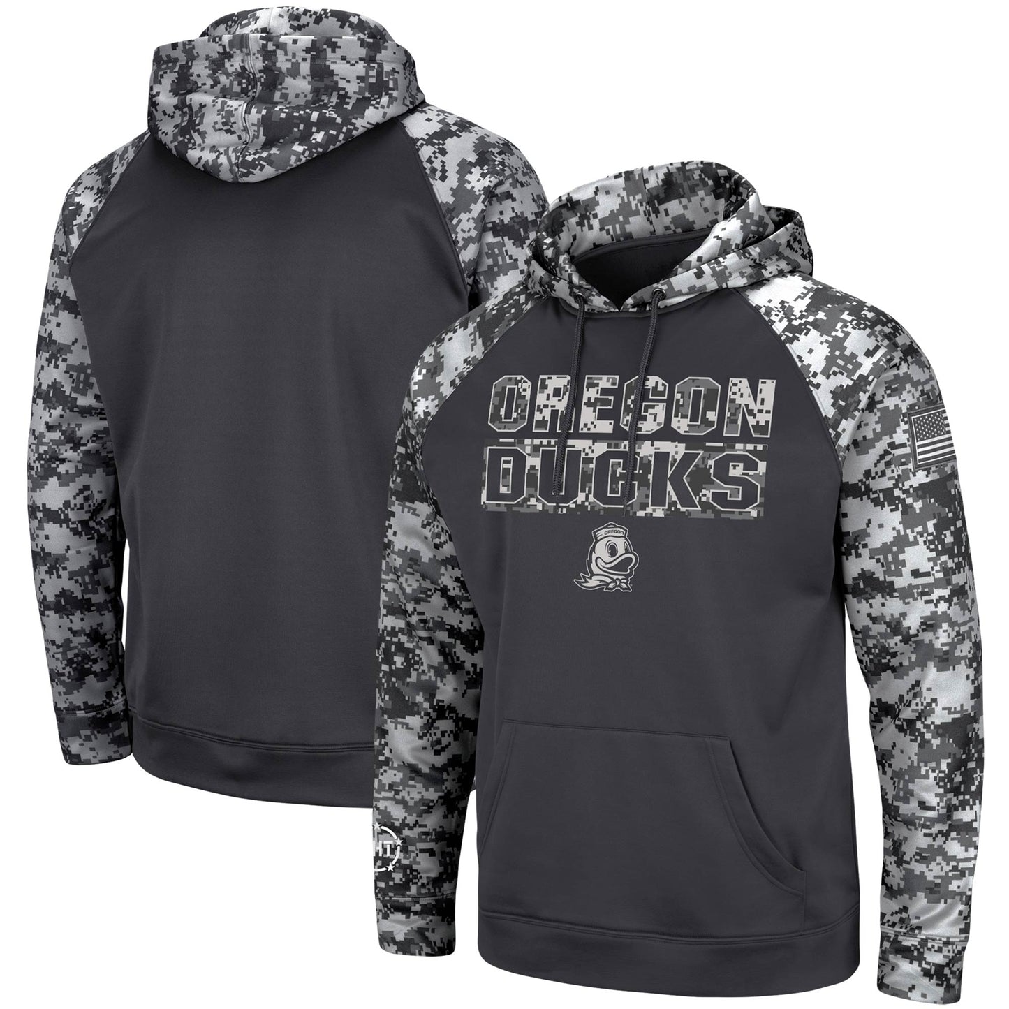 Men's Colosseum Charcoal Oregon Ducks OHT Military Appreciation Digital Camo Pullover Hoodie