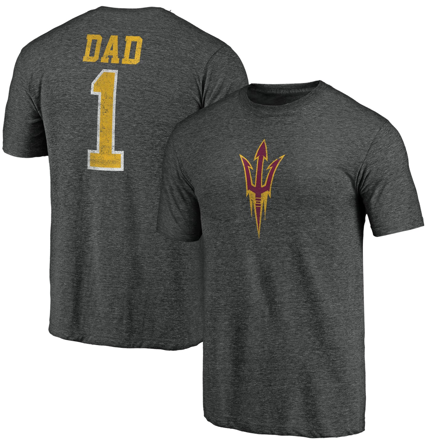 Men's Charcoal Arizona State Sun Devils Greatest Dad Logo Tri-Blend T-Shirt