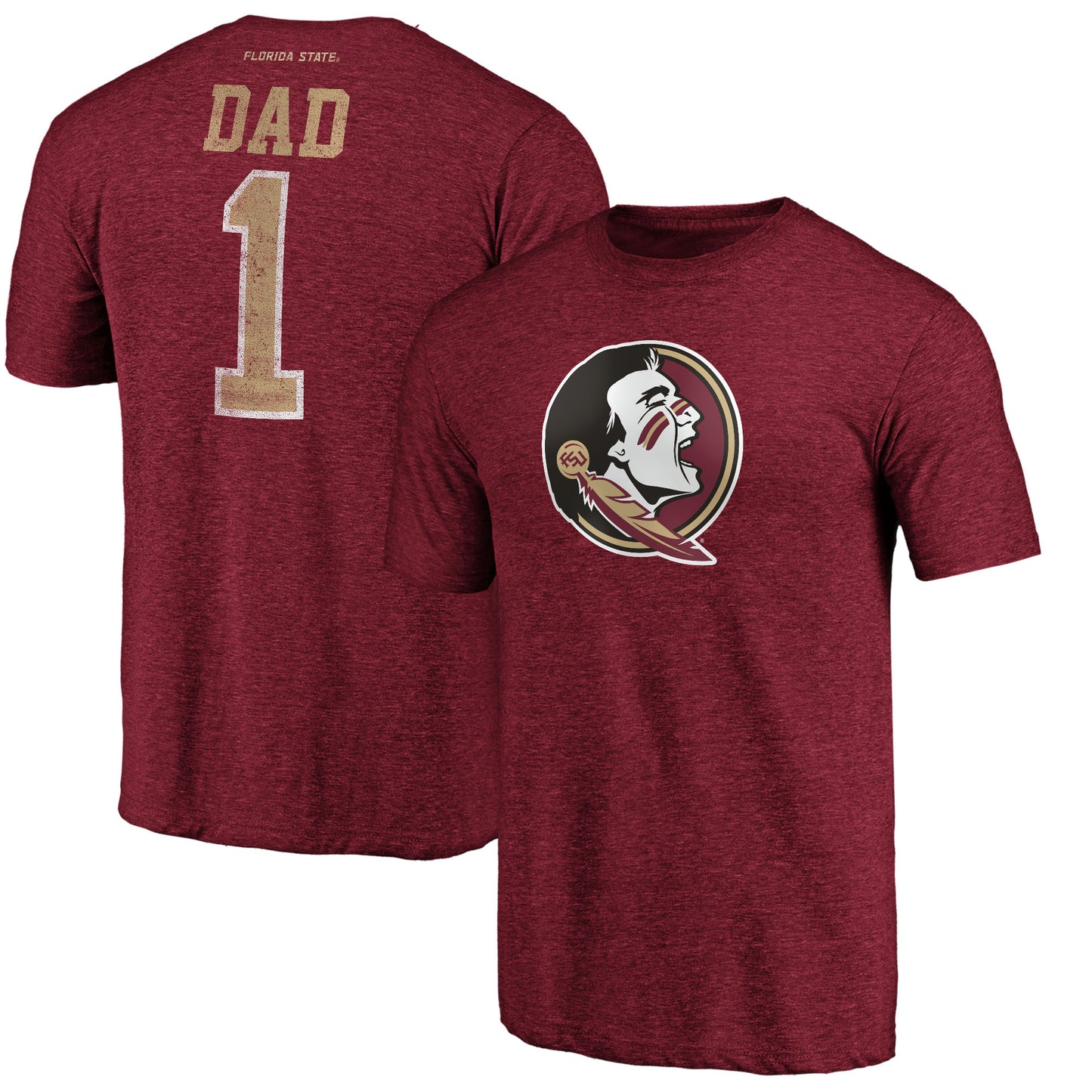 Men's Garnet Florida State Seminoles Greatest Dad Logo Tri-Blend T-Shirt