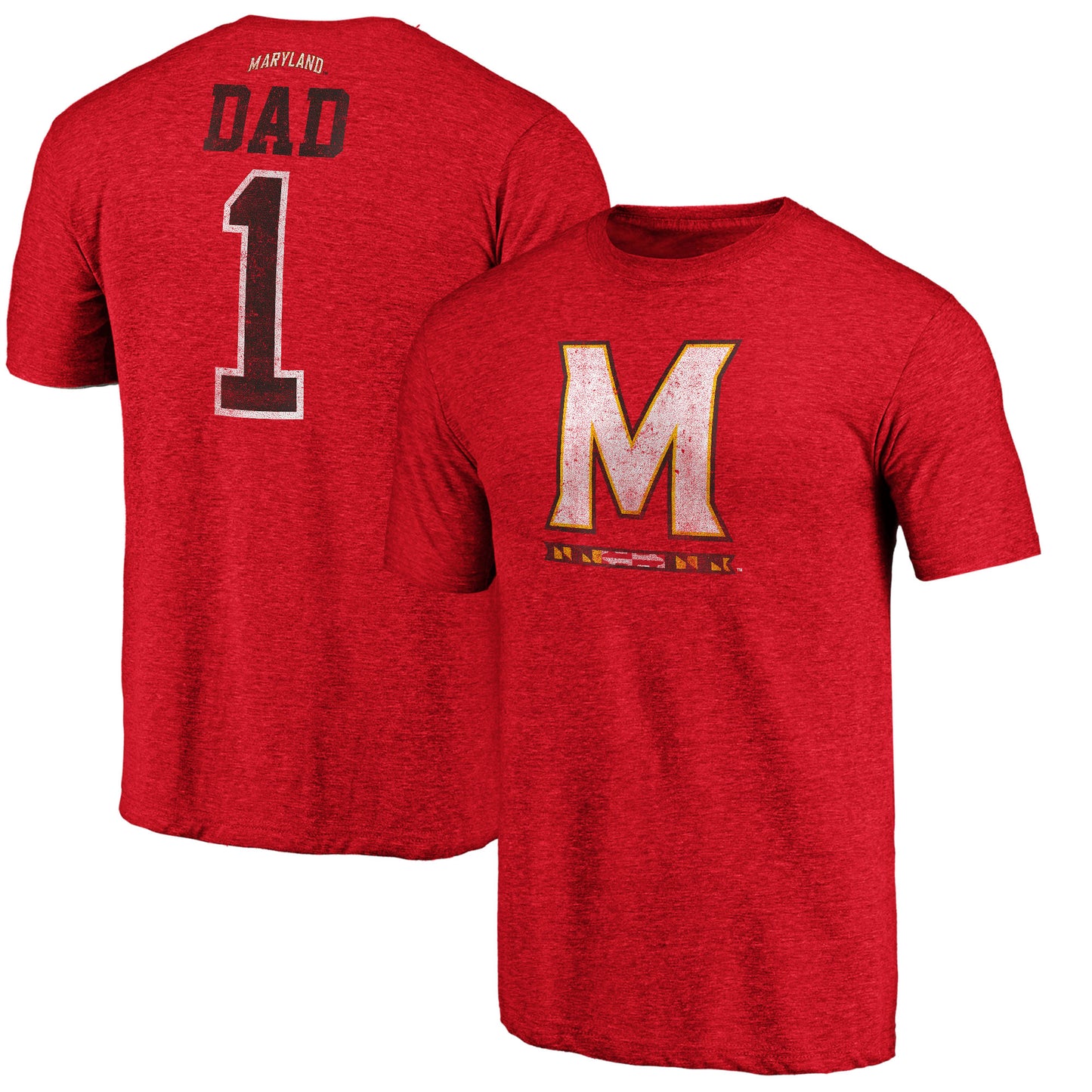 Men's Red Maryland Terrapins Greatest Dad Logo Tri-Blend T-Shirt