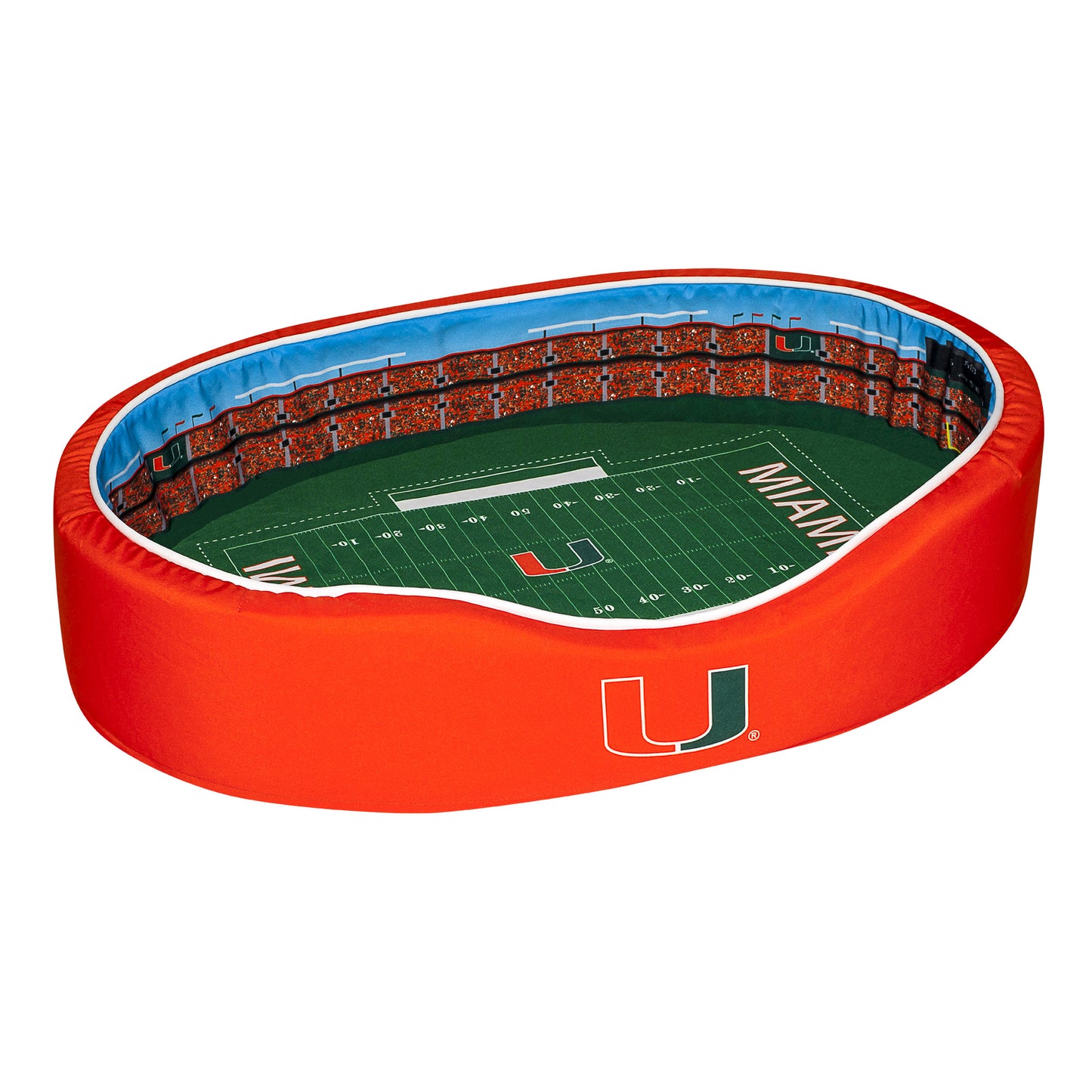 Orange/Green Miami Hurricanes 38'' x 25'' x 8'' Large Stadium Oval Dog Bed