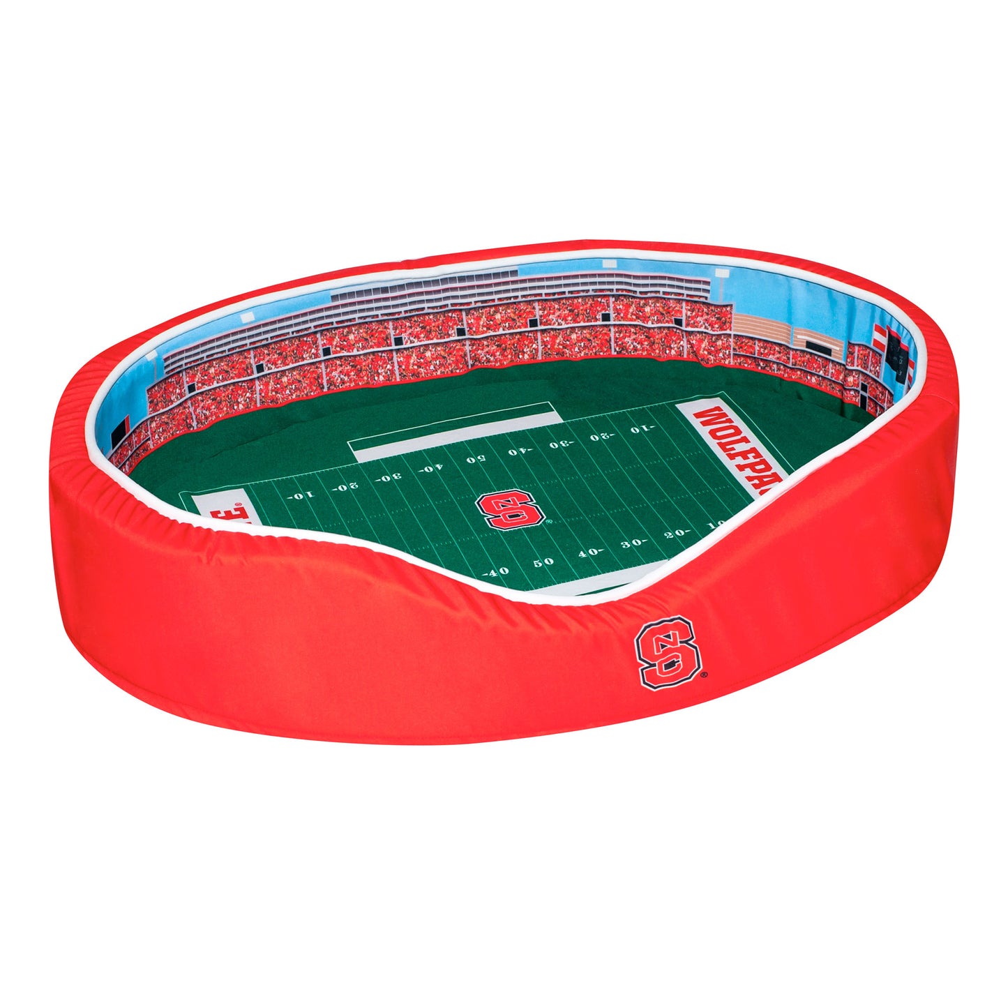 Red/White NC State Wolfpack 38'' x 25'' x 8'' Large Stadium Oval Dog Bed