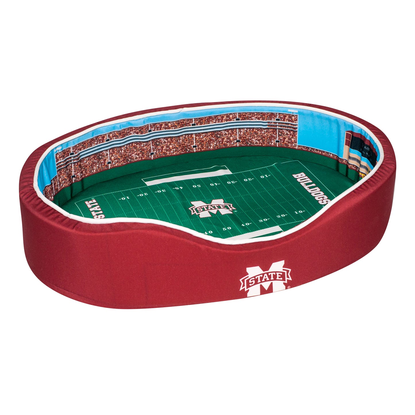 Maroon/White Mississippi State Bulldogs 38'' x 25'' x 8'' Large Stadium Oval Dog Bed