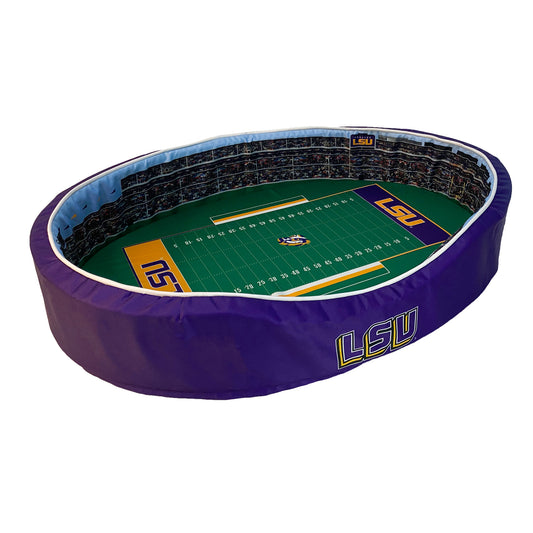 Purple/Gold LSU Tigers 23'' x 19'' x 7'' Small Stadium Oval Dog Bed