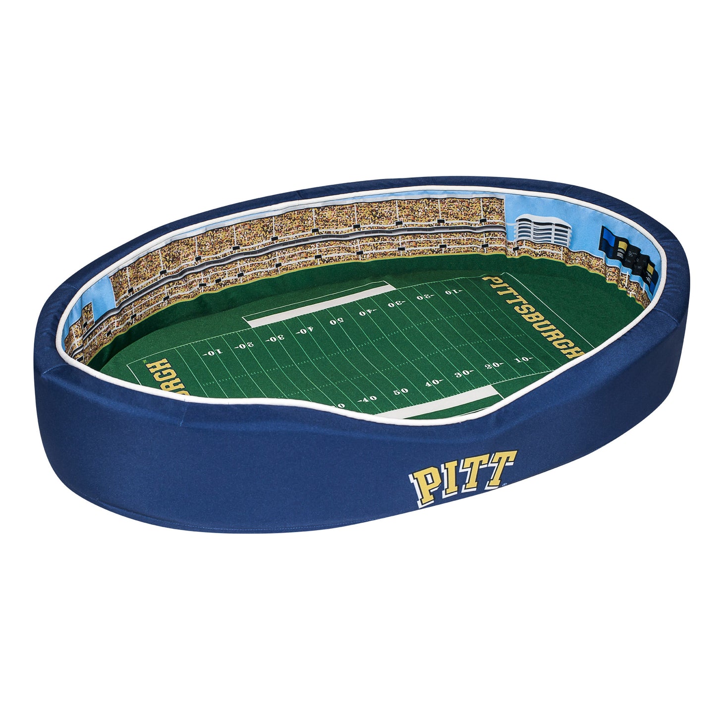 Navy/Gold Pitt Panthers 23'' x 19'' x 7'' Small Stadium Oval Dog Bed