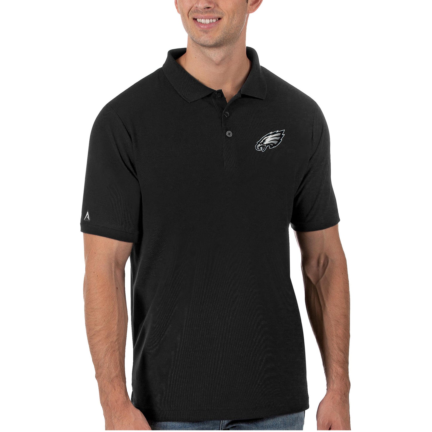 Men's Antigua Black Philadelphia Eagles Legacy Pique Polo