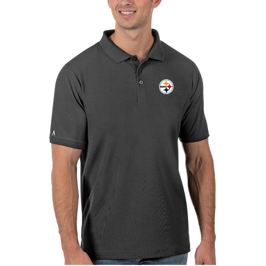 Men's Antigua Charcoal Pittsburgh Steelers Legacy Pique Polo