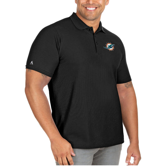 Men's Antigua Black Miami Dolphins Big & Tall Legacy Pique Polo