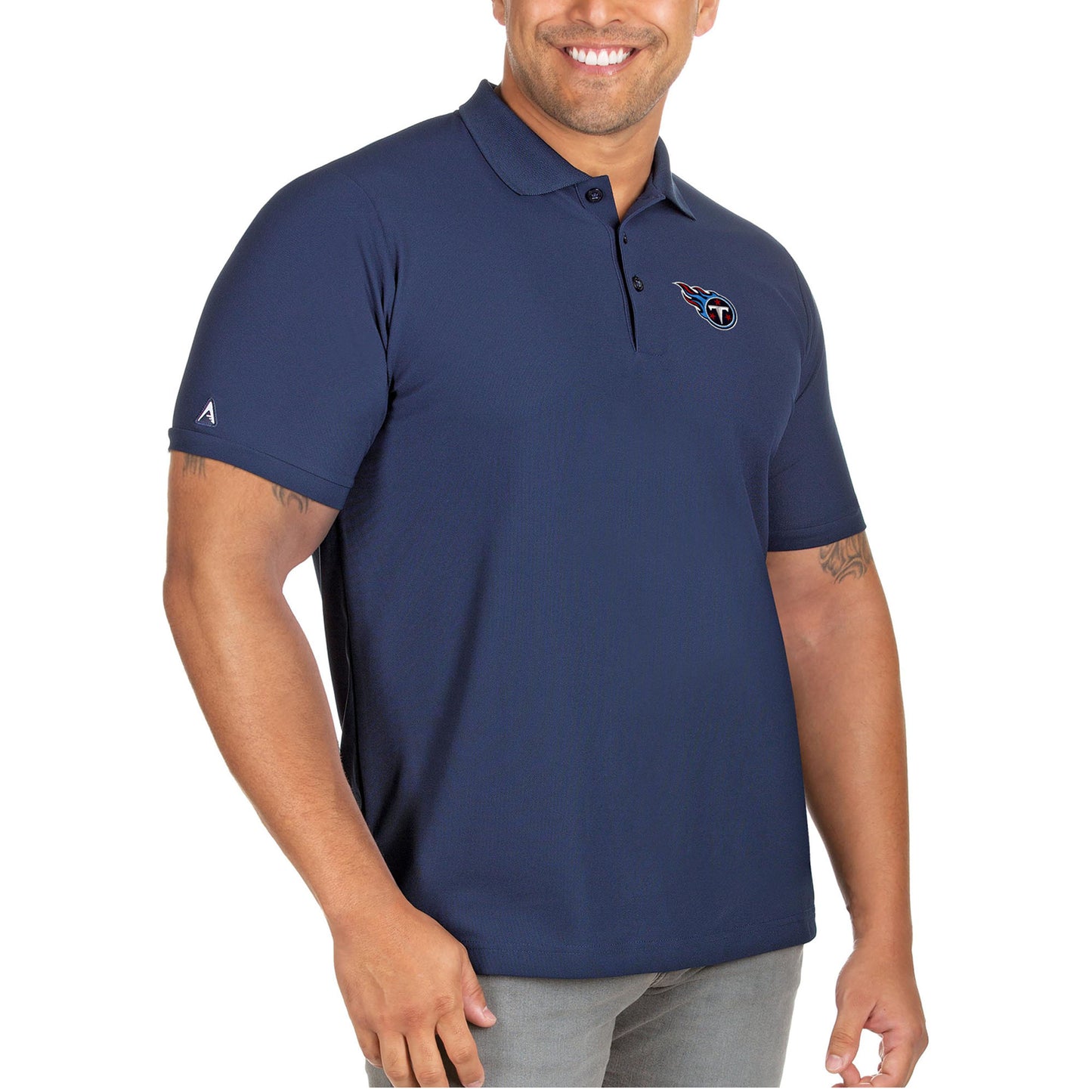 Men's Antigua Navy Tennessee Titans Big & Tall Legacy Pique Polo