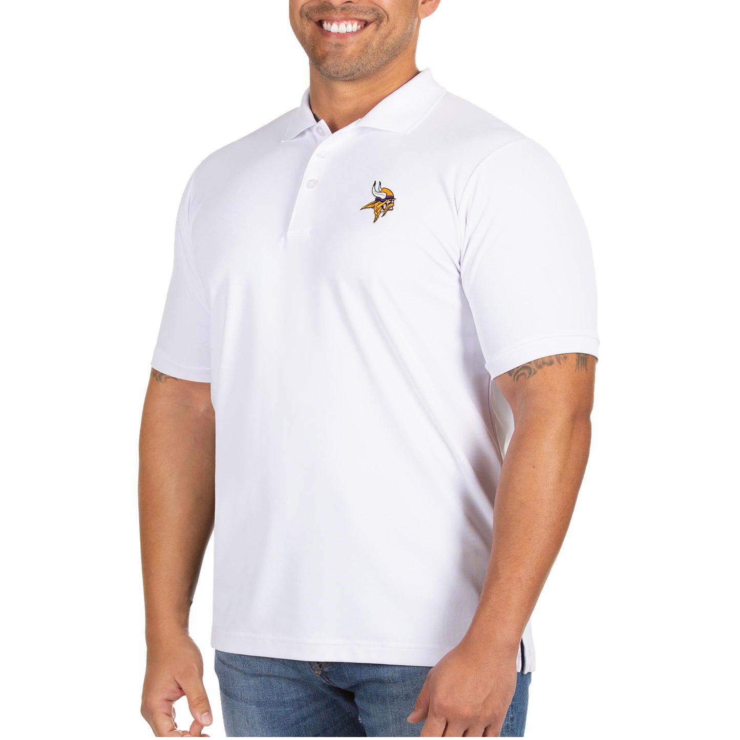 Men's Antigua White Minnesota Vikings Big & Tall Legacy Pique Polo