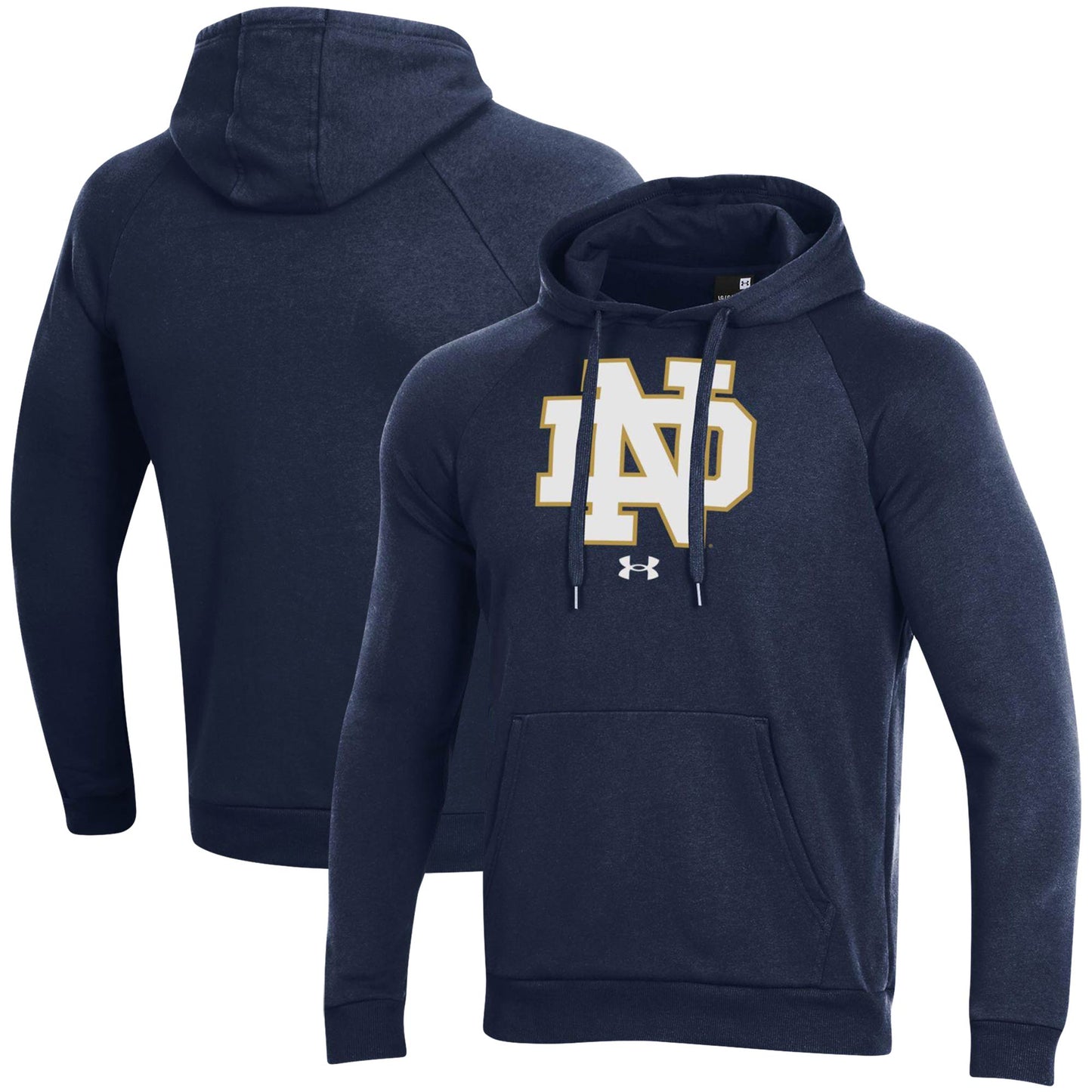 Men's Under Armour Navy Notre Dame Fighting Irish Primary School Logo All Day Raglan Pullover Hoodie