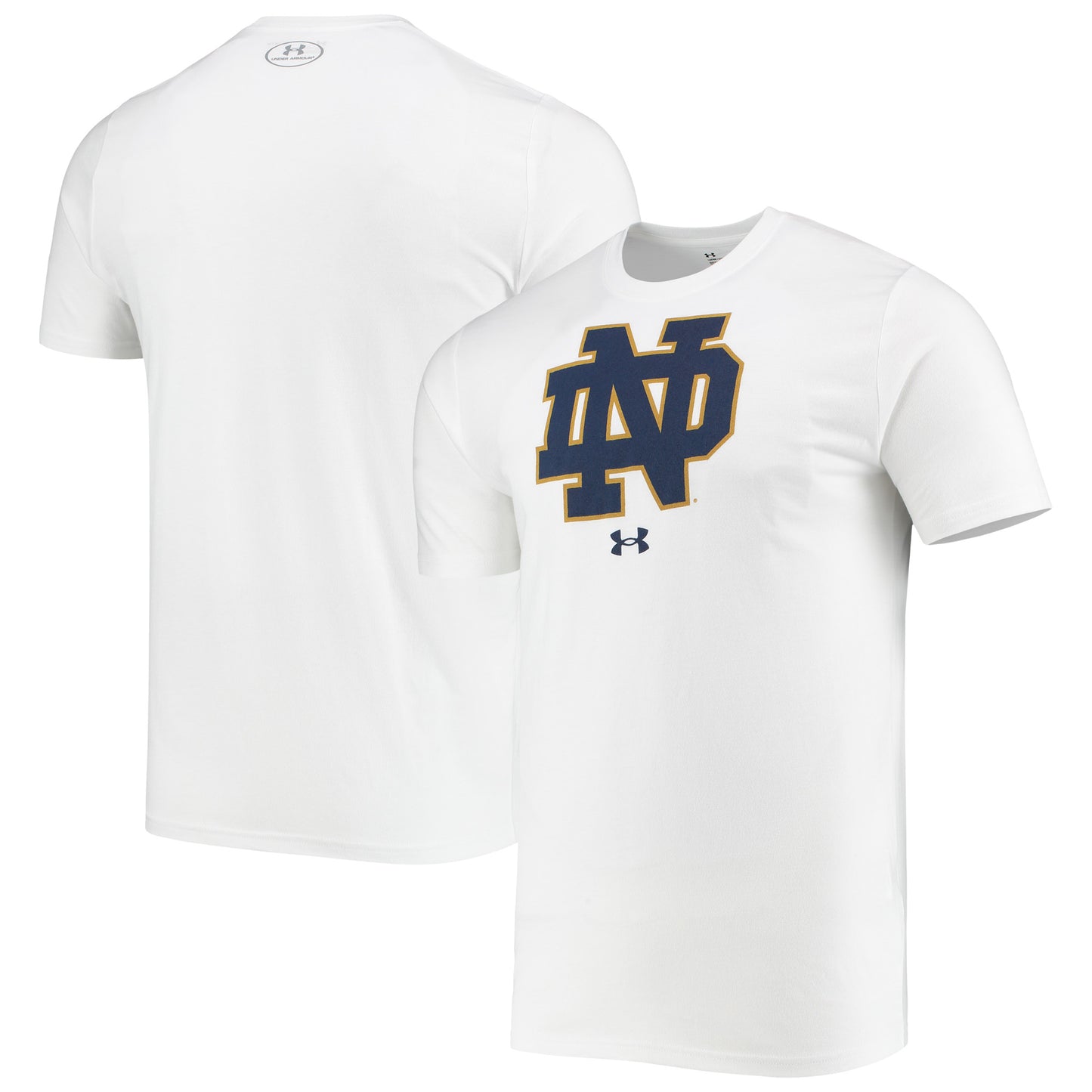 Men's Under Armour White Notre Dame Fighting Irish School Logo Performance Cotton T-Shirt