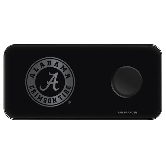 Black Alabama Crimson Tide 3-in-1 Glass Wireless Charge Pad