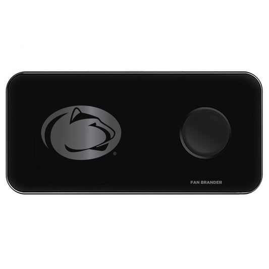 Black Penn State Nittany Lions 3-in-1 Glass Wireless Charge Pad