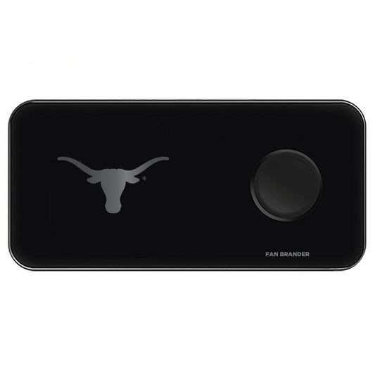 Black Texas Longhorns 3-in-1 Glass Wireless Charge Pad